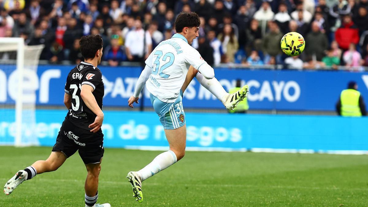 Hugo Barrachina, en el partido ante el Burgos.