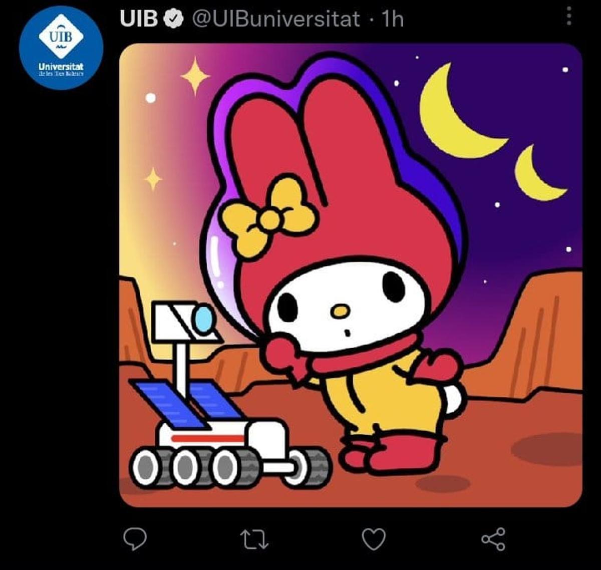 Imágenes de Hello Kitty en la cuenta oficial de Twitter de la UIB.