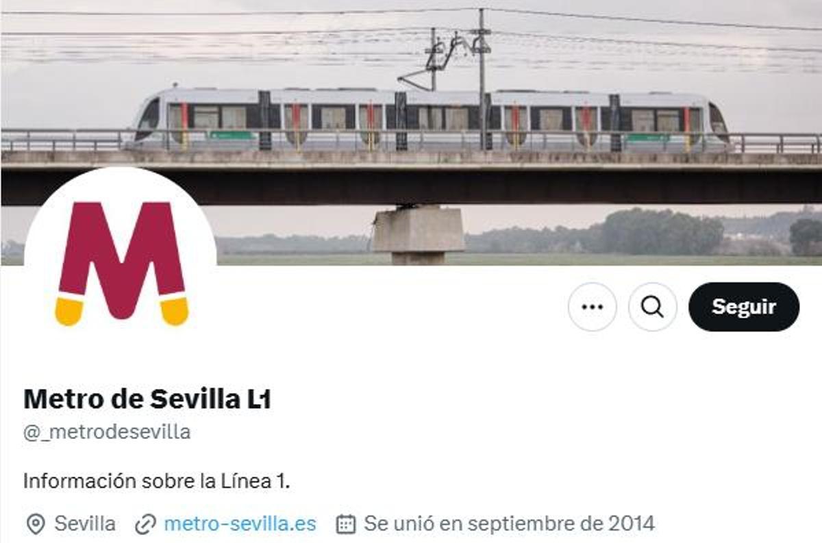 El nuevo logo del Metro de Sevilla en la fotografía de perfil de la cuenta de Twitter