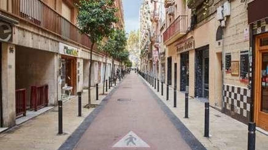 Una calle del barrio del Poblenou, en Cataluña.