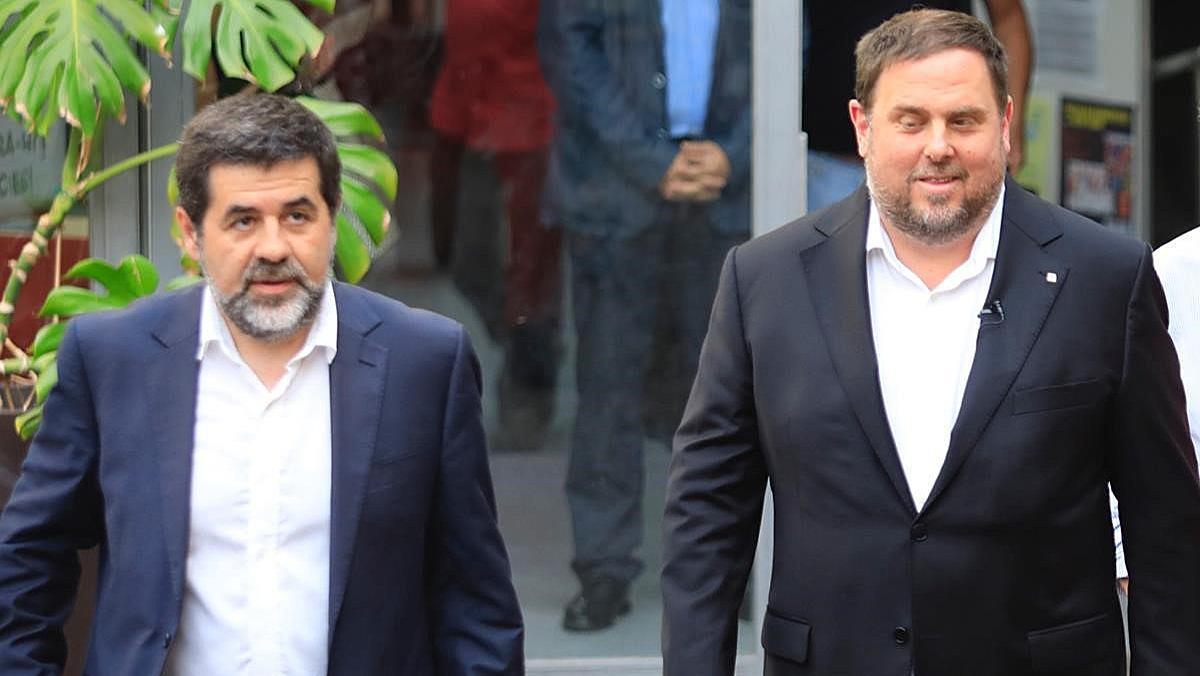 Jordi Sànchez y Oriol Junqueras, en un acto de la ANC el pasado mes de julio .