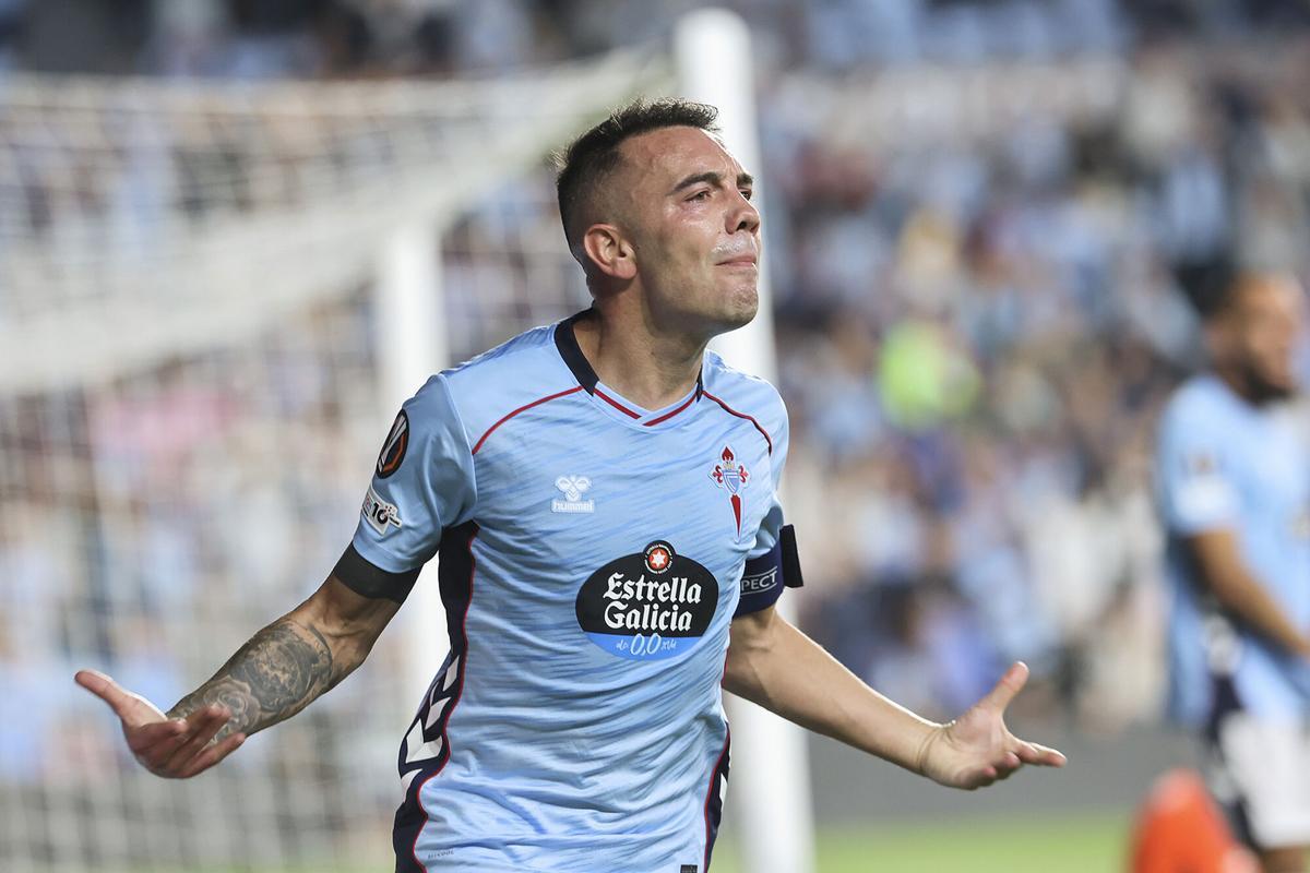 Fotografía de Salvador Sas, en la que puede verse en una imagen de archivo del pasado 2 de octubre al delantero del Celta de Vigo Iago Aspas durante un partido. EFE. (Celta) Actualiza texto con el final de partido