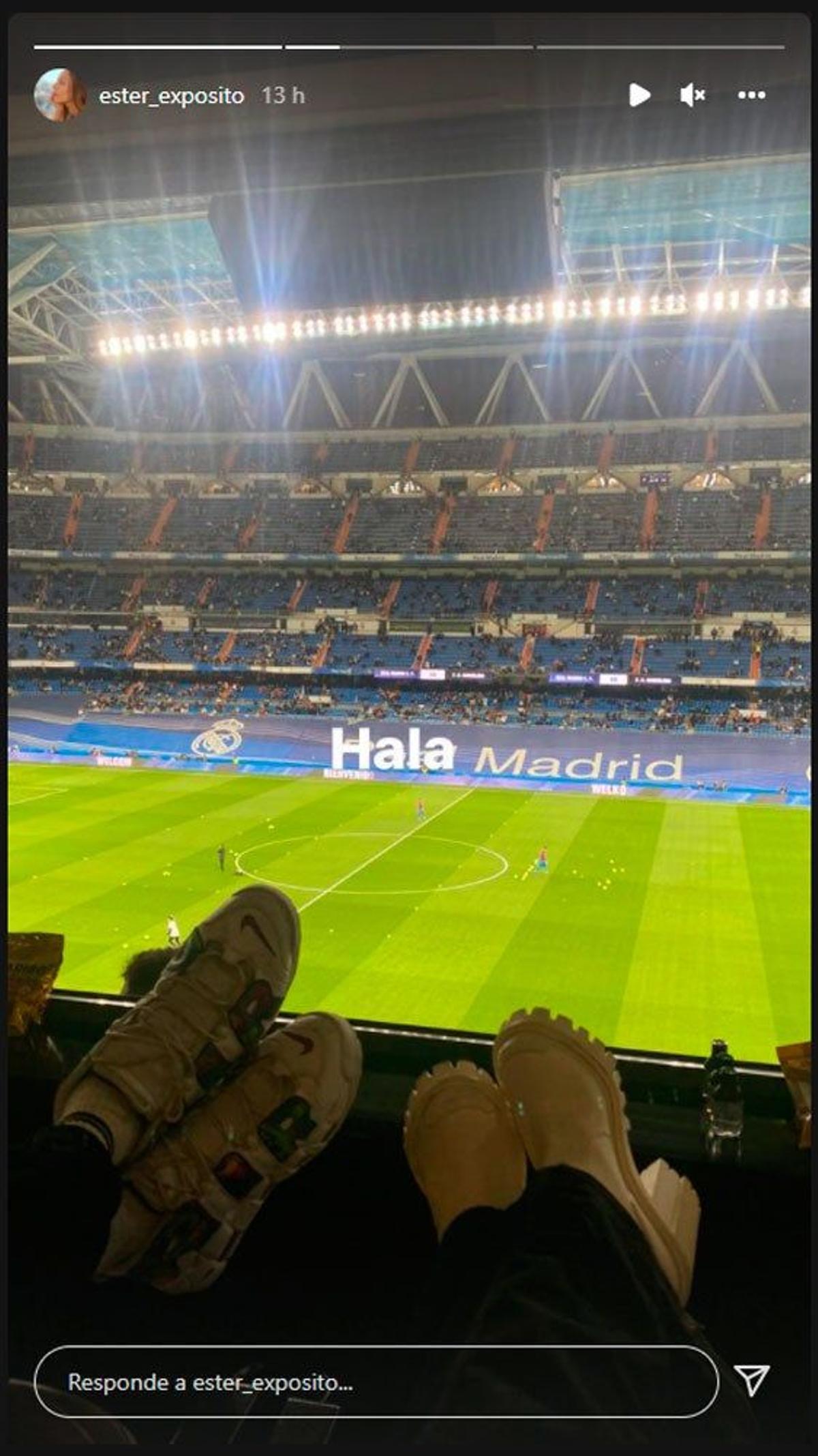 Un stories de Ester Expósito en el partido real Madrid Barça