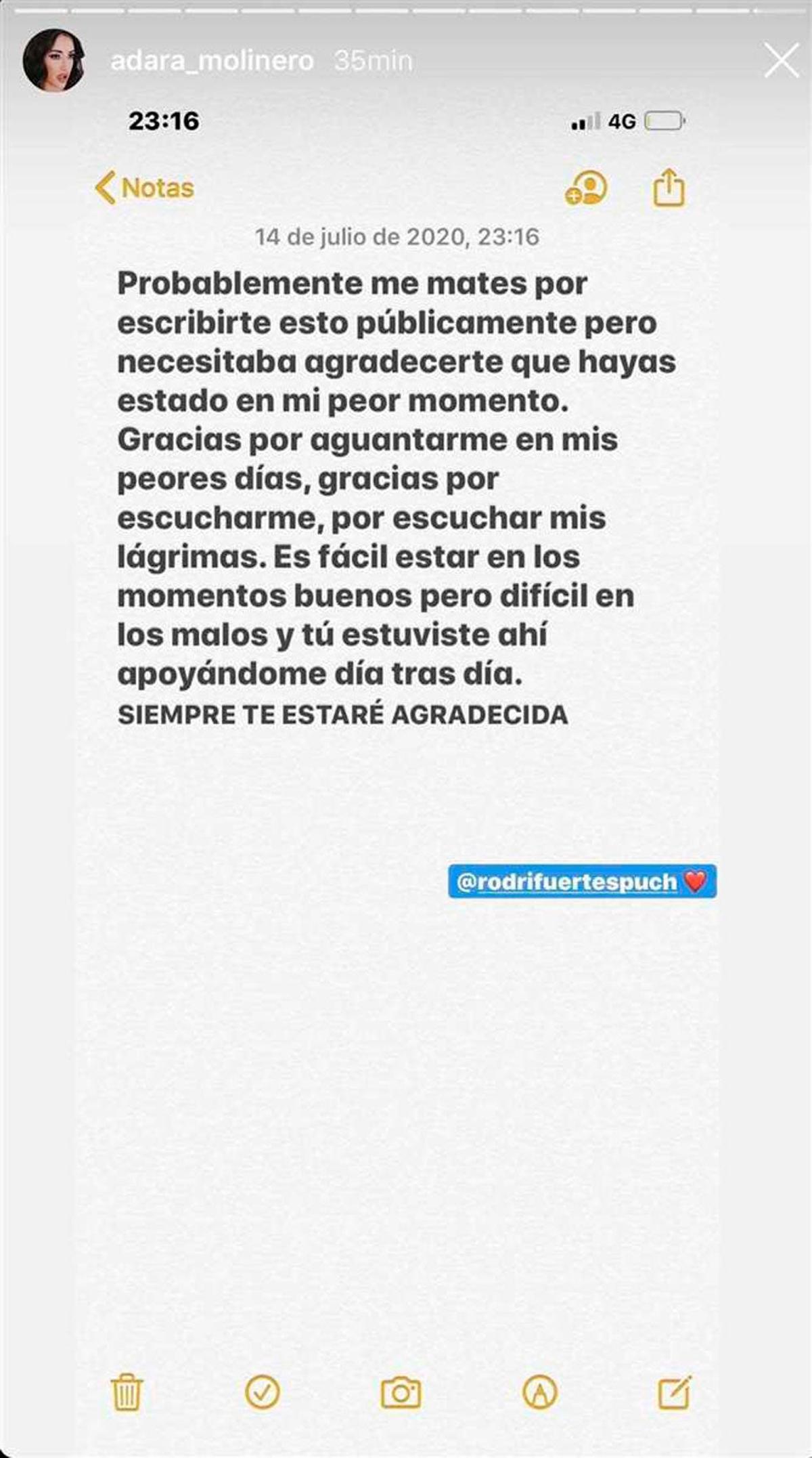 Mensaje de Adara para Rodri.
