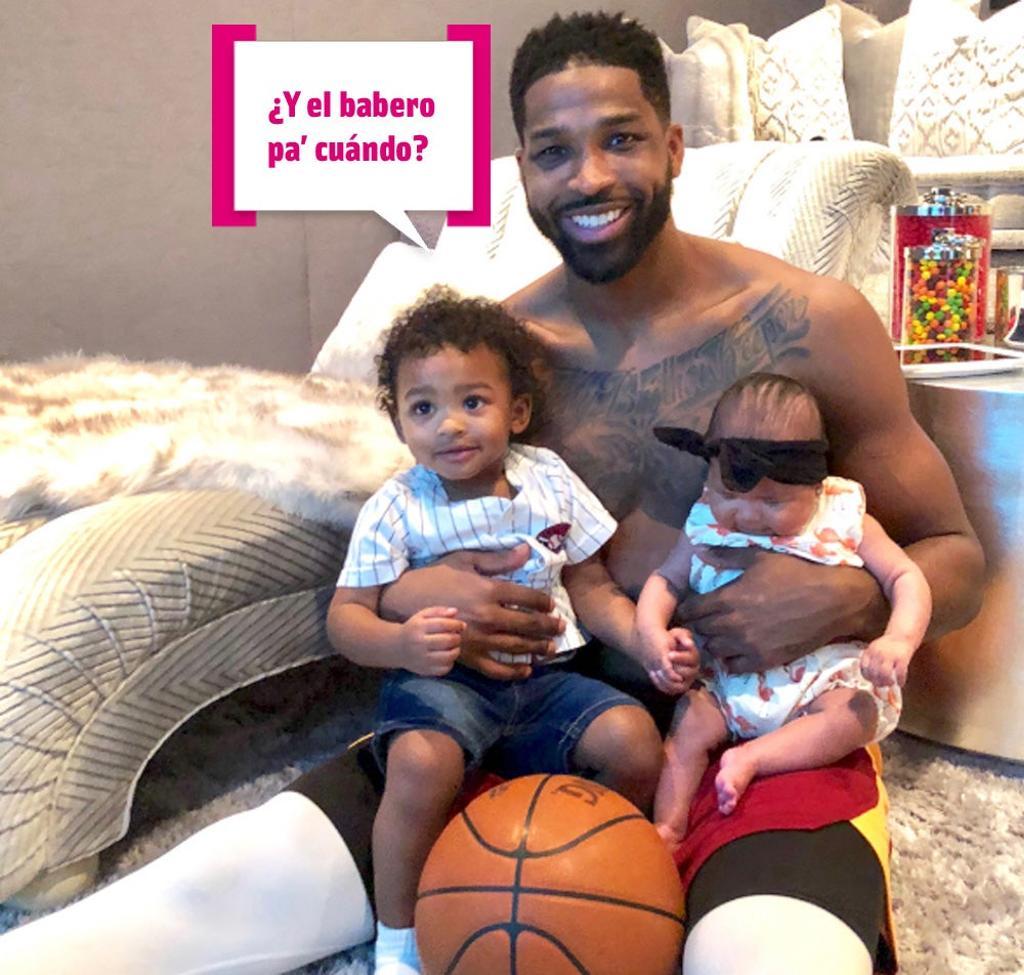 Tristan Thompson con sus hijos