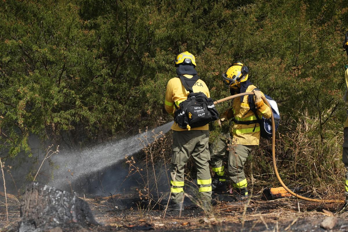 Imagen del incendio en la zona del Cerro del Carambolo en Camas (Sevilla).