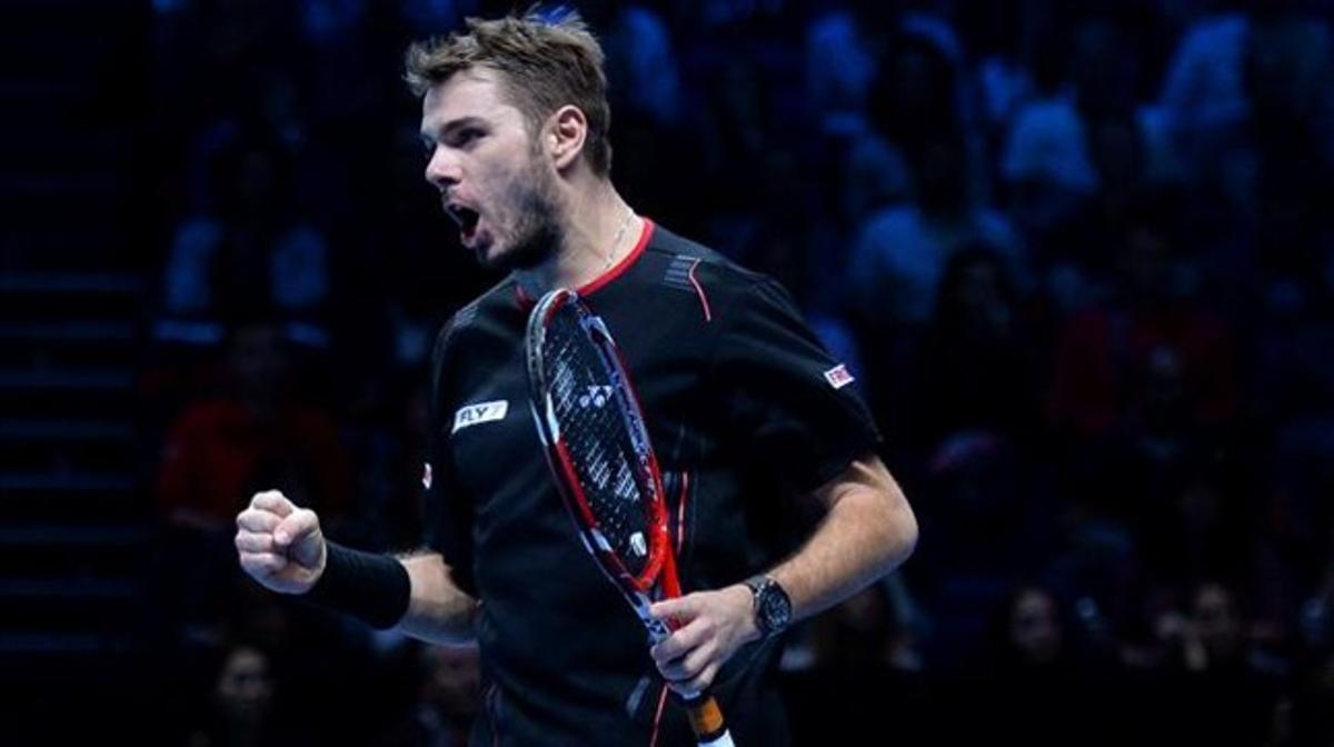 Wawrinka celebra la seva victòria.