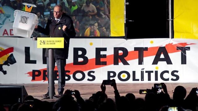 Torra, durante su intervencion en el acto frente a la cárcel de Lledoners, el 2 de noviembre del 2018