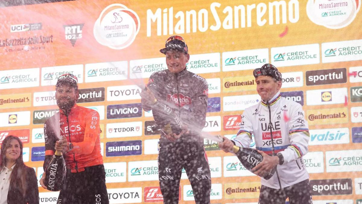 El podio de la Milán-San Remo.