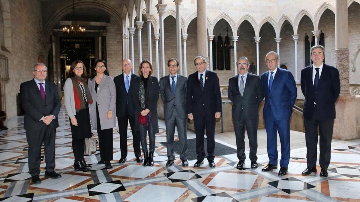 Reunión del consejo de Fira de Barcelona con el presidente de la Generalitat, Quim Torra.