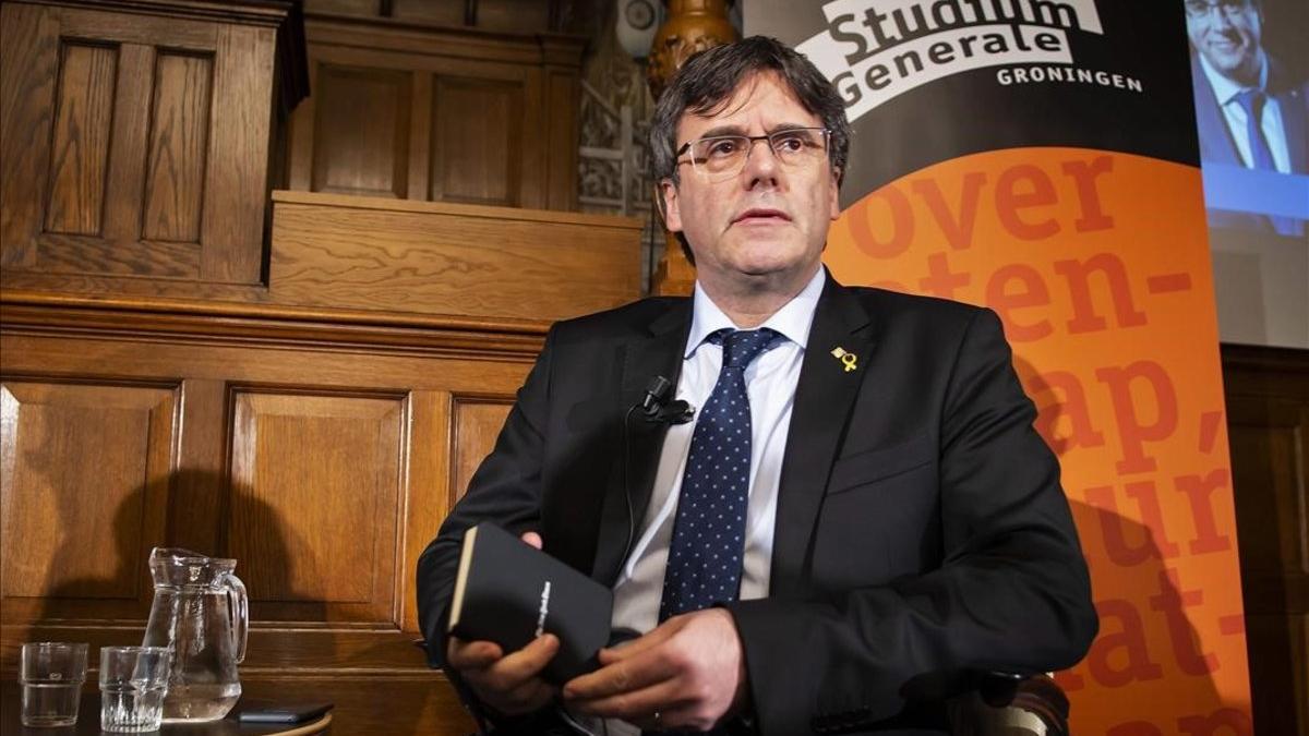 Puigdemont, en el coloquio de la Universidad de Groninga.