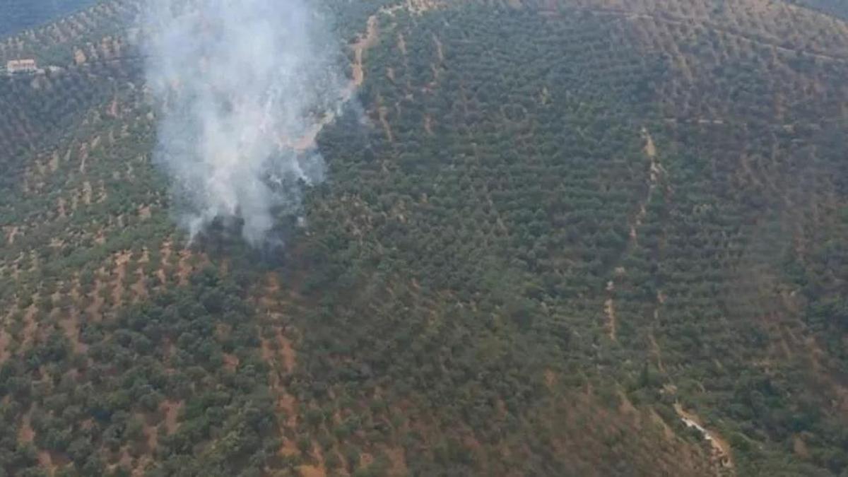 Imagen aérea del incendio declarado en Pozoblanco.