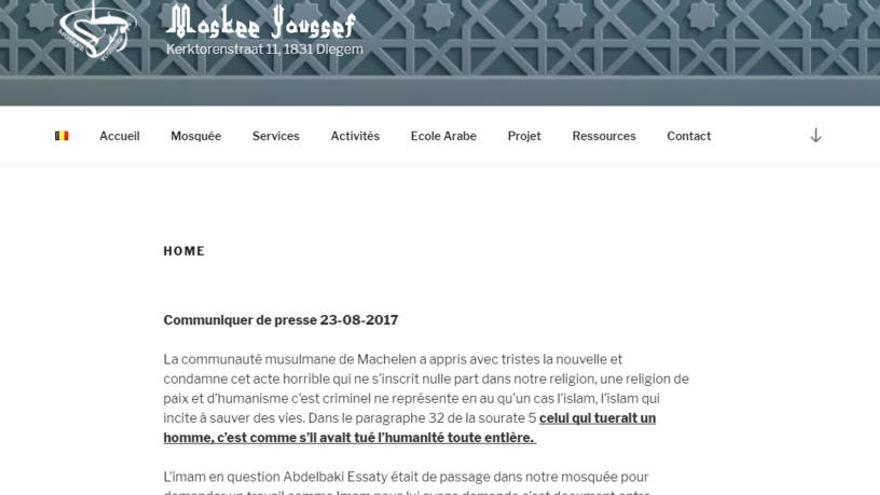 Comunicat publicat aquest dimecres al web de la mesquita de Diegem