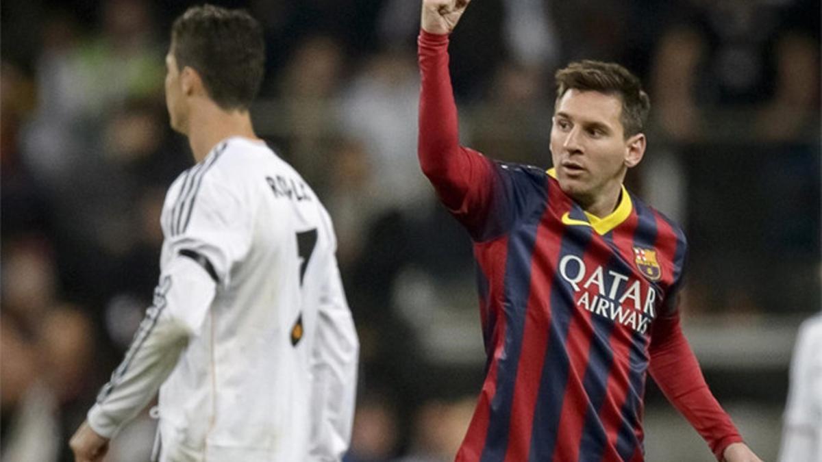 Messi celebró así uno de los goles en el Bernabéu