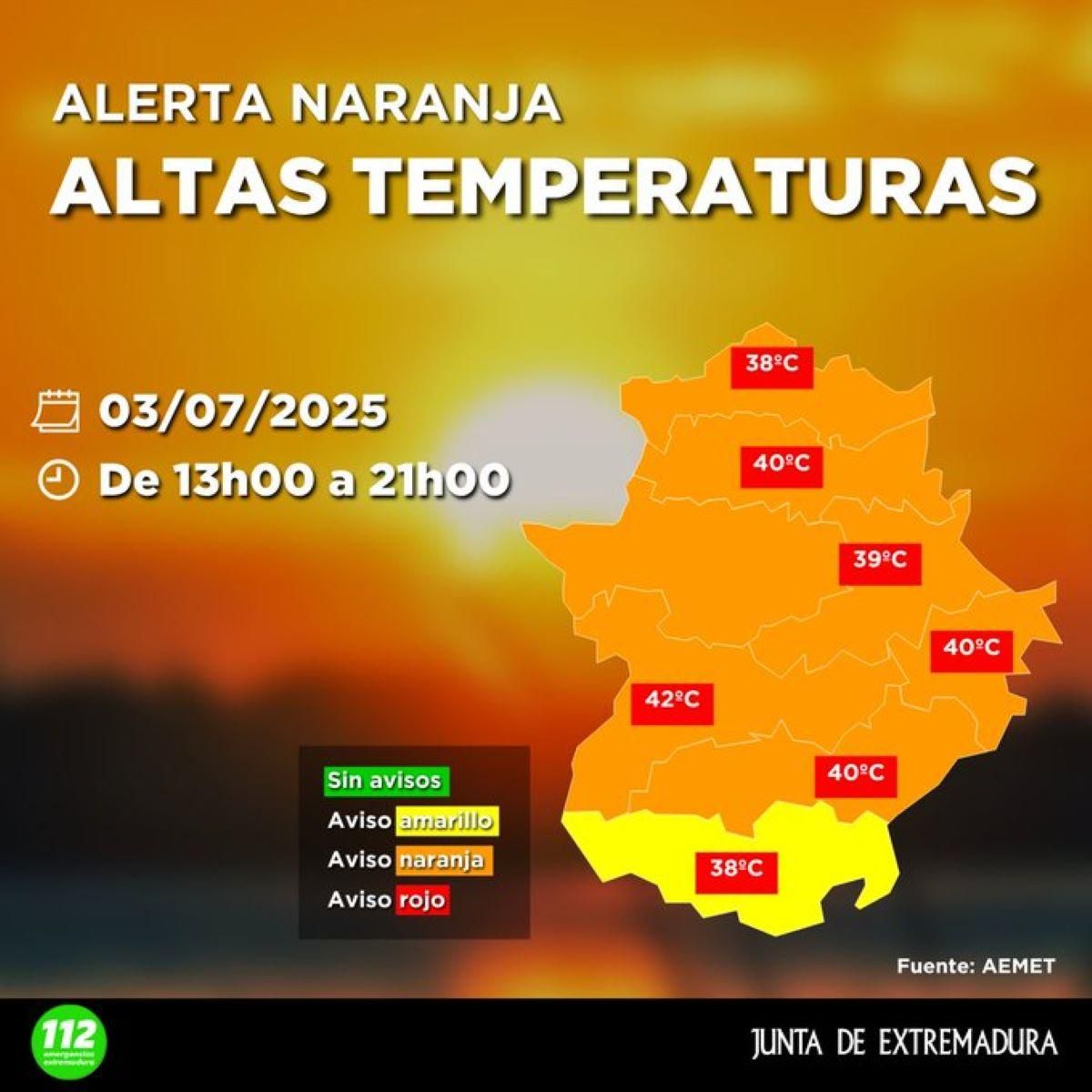 Alerta naranja en Extremadura.