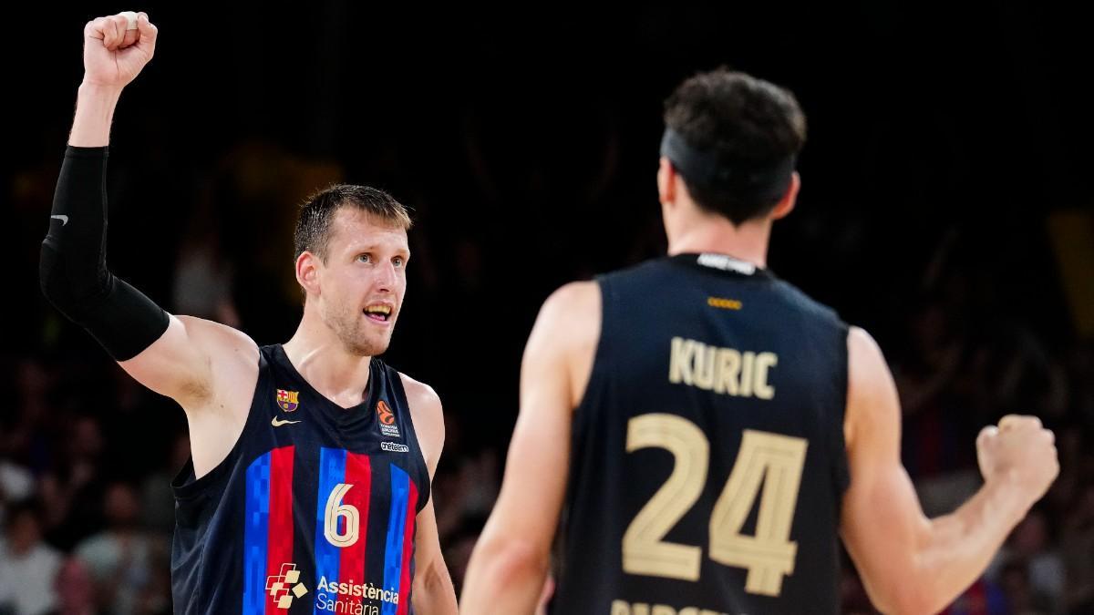 Jan Vesely celebra la victoria ante Zalgiris