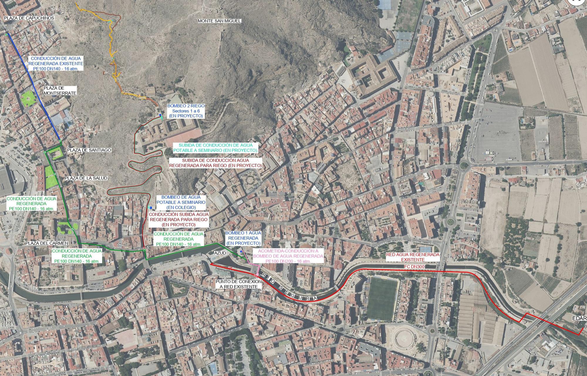 Plano de la conducción de aguas regeneradas