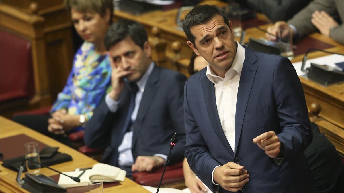 El primer ministro griego, Alexis Tsipras, en el Parlamento de Atenas.