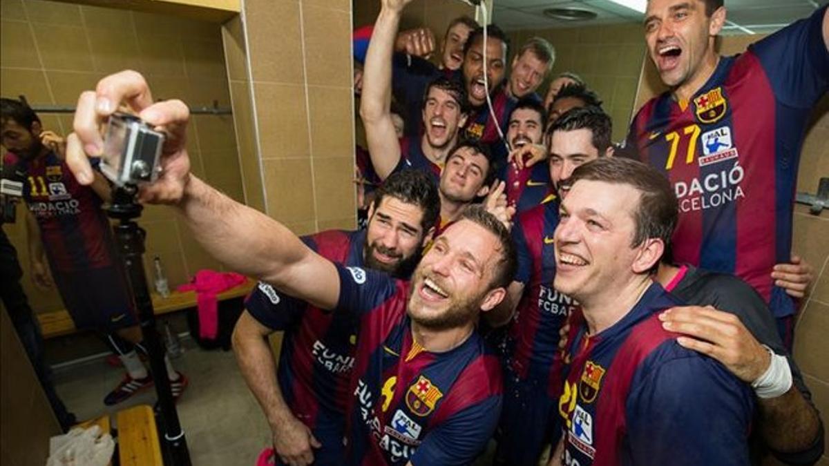 Los jugadores del Barça, en plena celebración