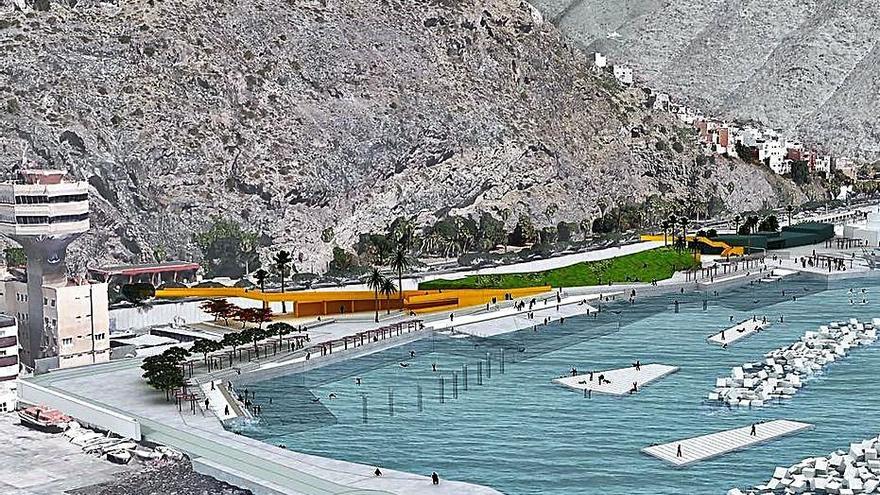 Maqueta de la nueva playa de Charcos en la costa de Valleseco, en Santa Cruz de Tenerife.