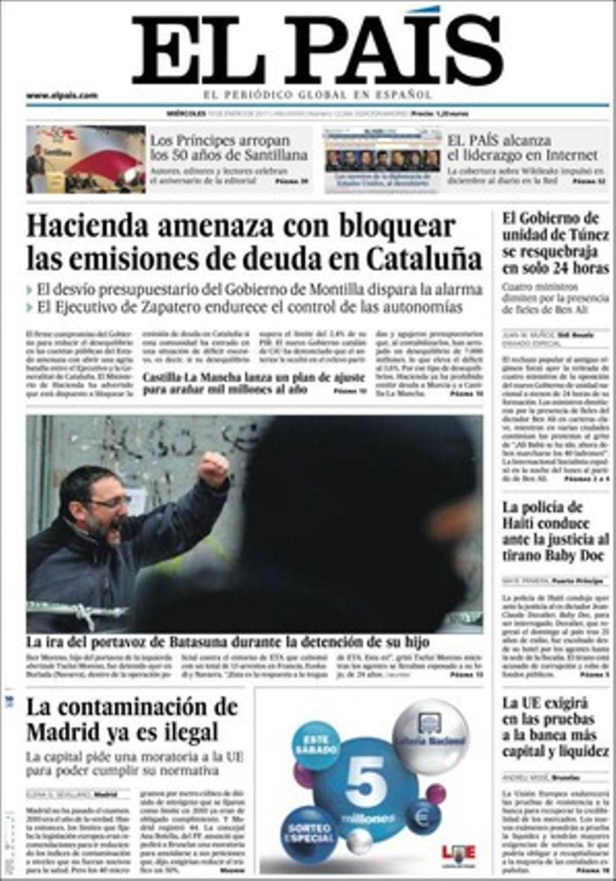 ’El País’ destaca que Rajoy suavitza Aznar i defensa l’Estat autonòmic, però amb reformes, amb la qual cosa el PP llança un doble discurs al ser un partit nacional amb poder territorial; que la Generalitat corregirà la limitació de 80 km/h a finals de mes, que Barcelona acumula més de 820.000 metres quadrats d’oficines buides, que menys tabac i alcohol expliquen la longevitat de les dones, i que l’Ajuntament de Madrid admet que no és capaç de reduir la contaminació.