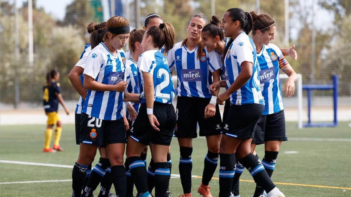 Las jugadoras del Espanyol celebran un gol esta temporada.