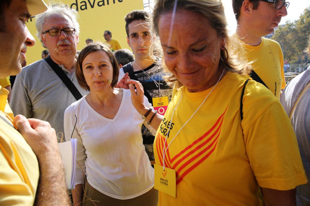 Carme Forcadell en l’acte central de la campanya ’Ara és l’hora’ a la plaça de Catalunya de Barcelona.
