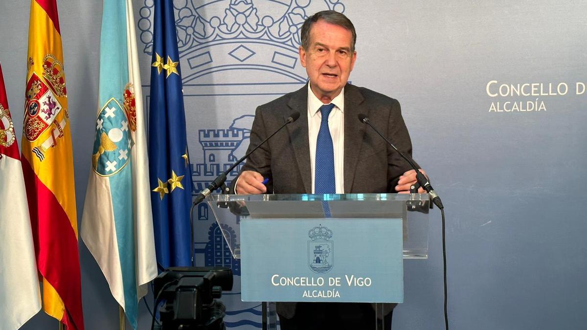Abel Caballero durante su primera comparecencia tras las elecciones municipales en el Concello