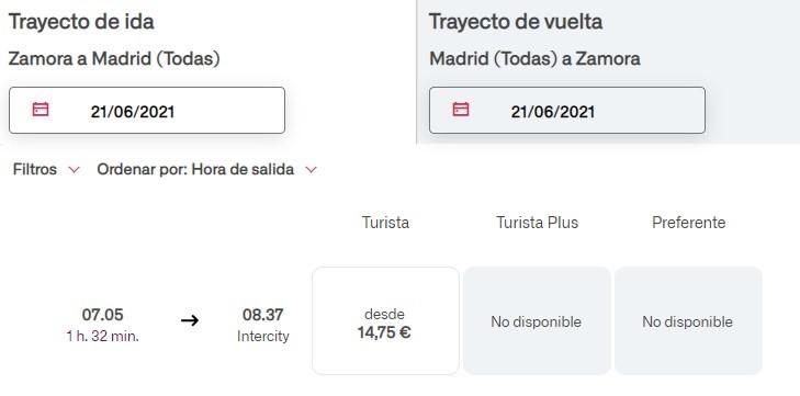 Horario tren madrugador Zamora-Madrid