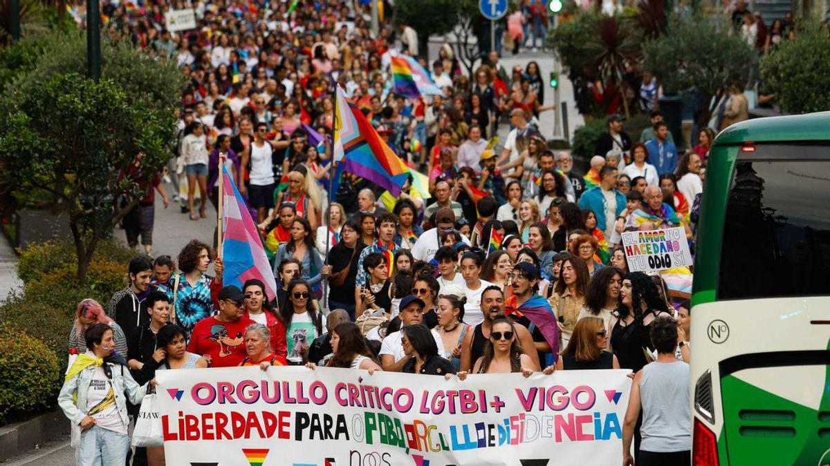Una manifestación LGTBI en el Orgullo en Vigo.