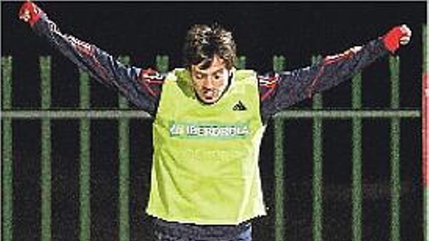David Silva, durante un entrenamiento con la selección española.