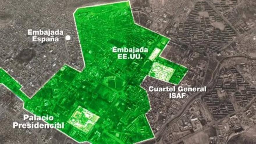 La embajada española estaba fuera de la "Zona Verde" de seguridad