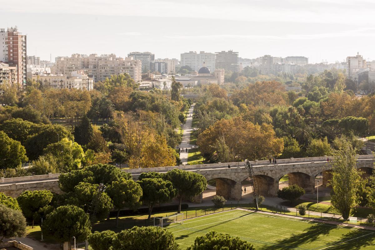 Vistas del parque del rio Turia.