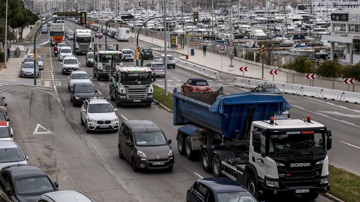 Protesta de camioneros realizada en Mallorca