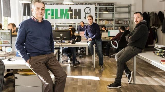 Juan Carlos Tous, José Antonio Luna i Jaume Ripoll a les oficines de Filmin.