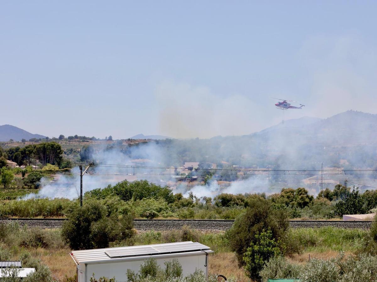 Las imágenes del incendio declarado en el cauce del río Vinalopó en pleno casco urbano de Sax Las imágenes del incendio declarado en el cauce del río Vinalopó en pleno casco urbano de Sax