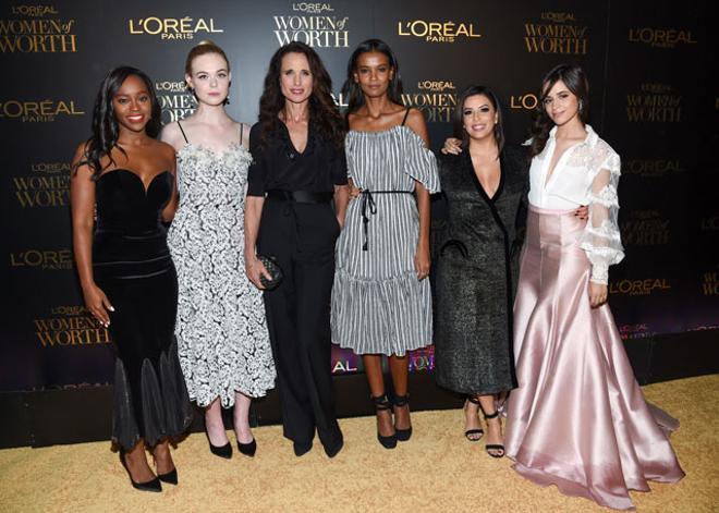 Aja Naomi King, Elle Fanning, Andie MacDowell, Liya Kebede, Eva Longoria y Camila Cabello en los premios L'Oréal Women of Worth