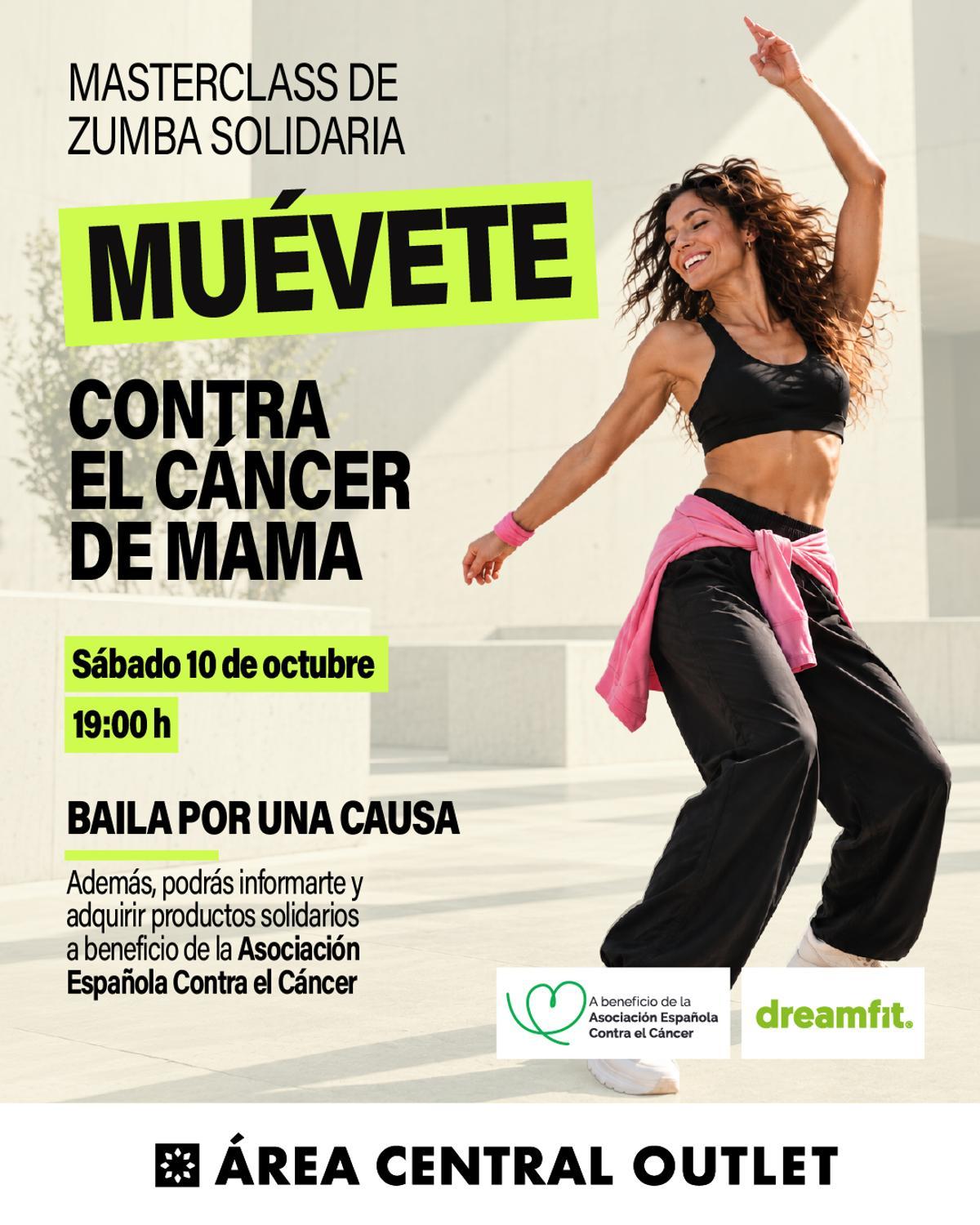 Cartel de la masterclass de zumba solidaria,