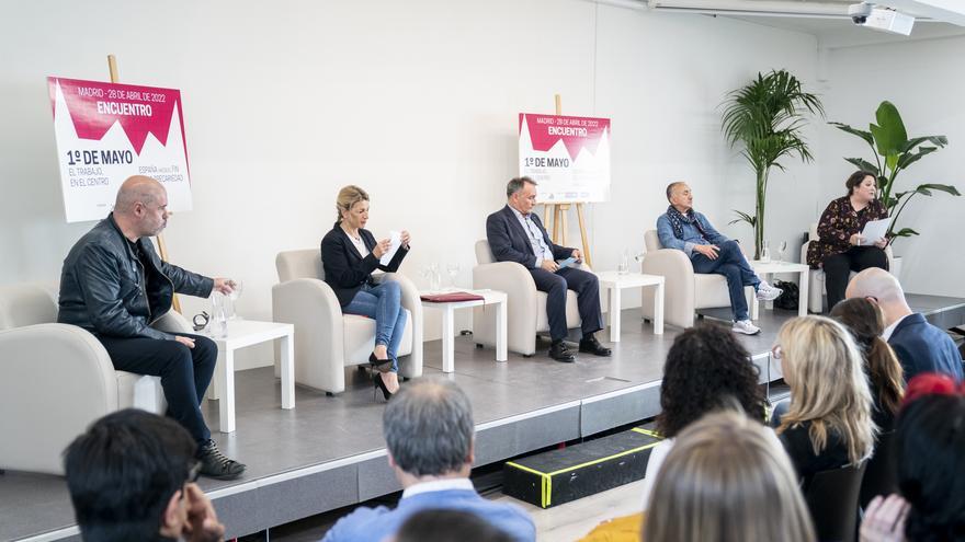 Unai Sordo, Yolanda Díaz, Enrique Santiago y Pepe Álvarez.