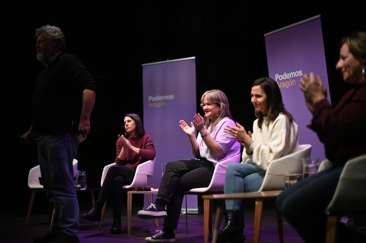 En imágenes | Ione Belarra e Irene Montero arrancan la campaña de Podemos Aragón para el 8F