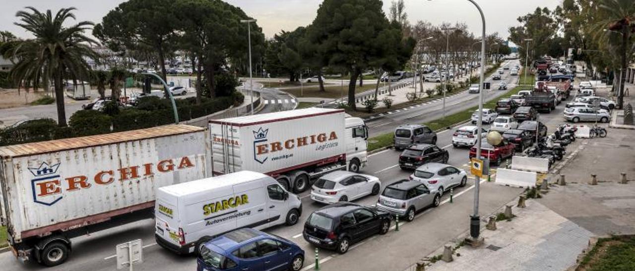 Imagen de la protesta de camioneros de Mallorca durante el pasado día 14.