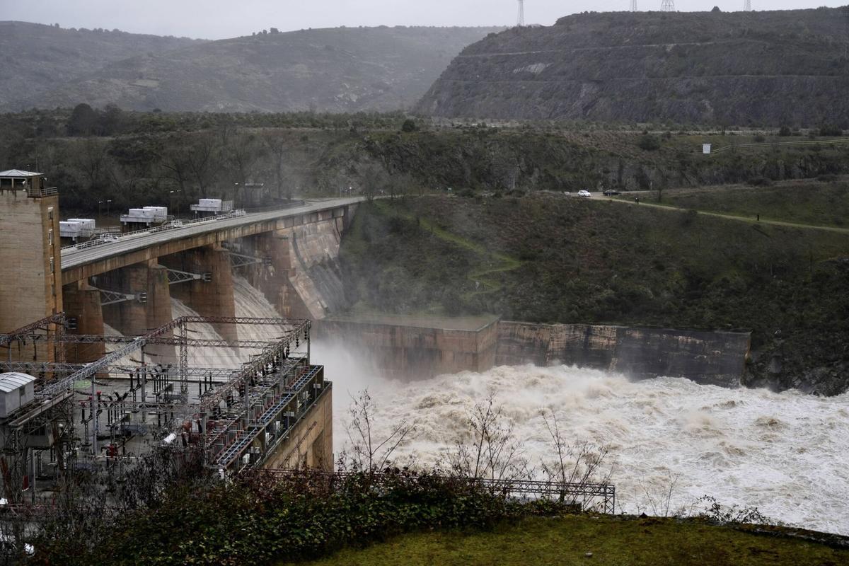 El estado de las presas de Zamora tras la crecida de los río por el temporal.