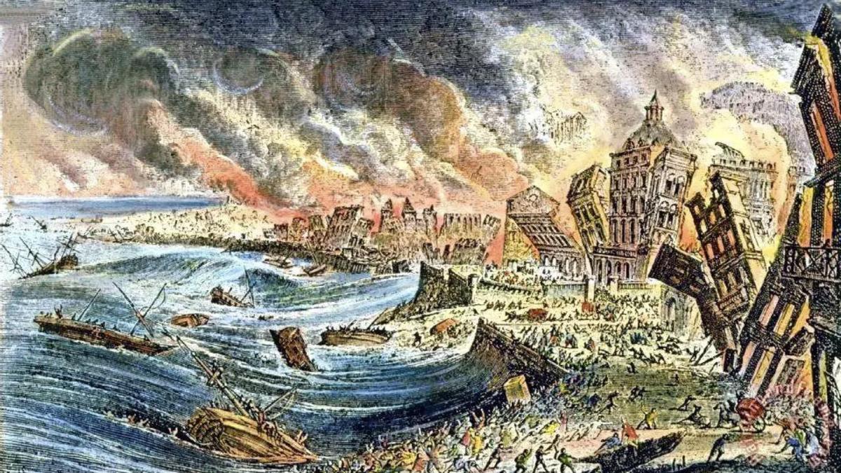 Representación del terremoto de Lisboa de 1755.