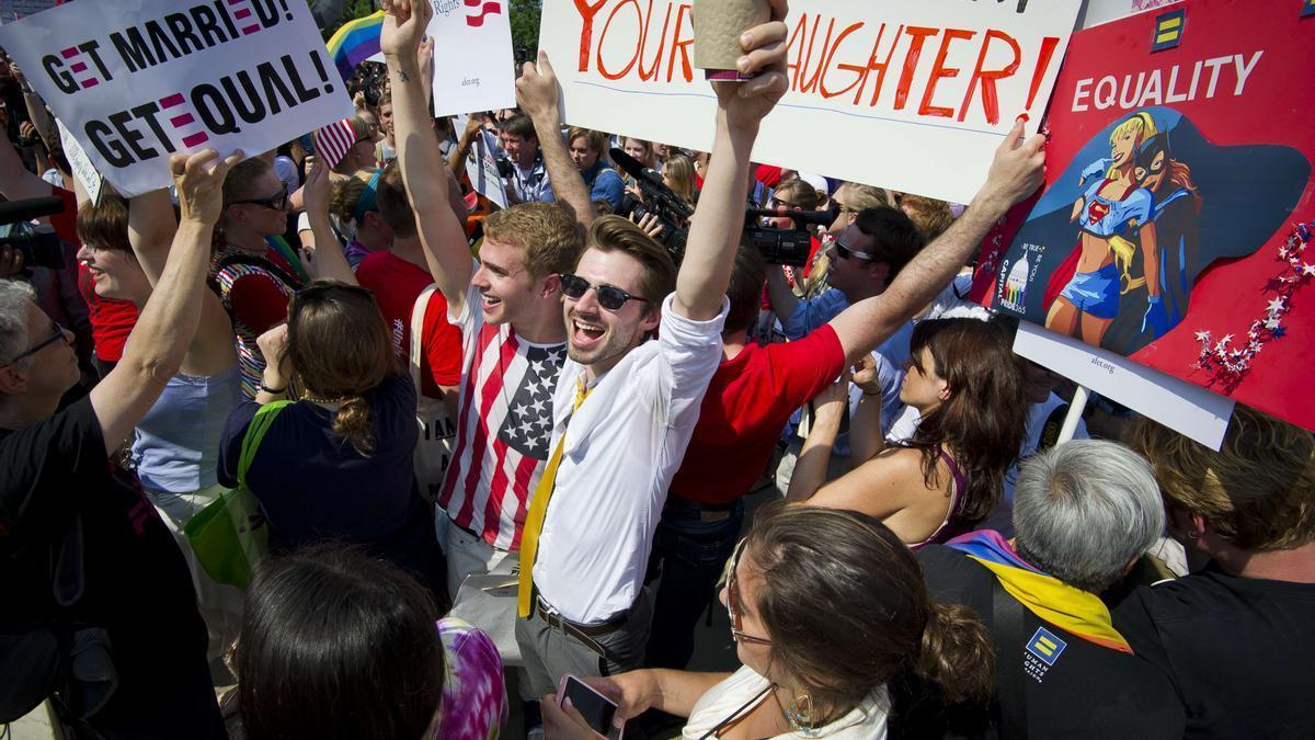 Protesta ante el Supremo de los Estados Unidos en defensa del derecho al matrimonio gay.