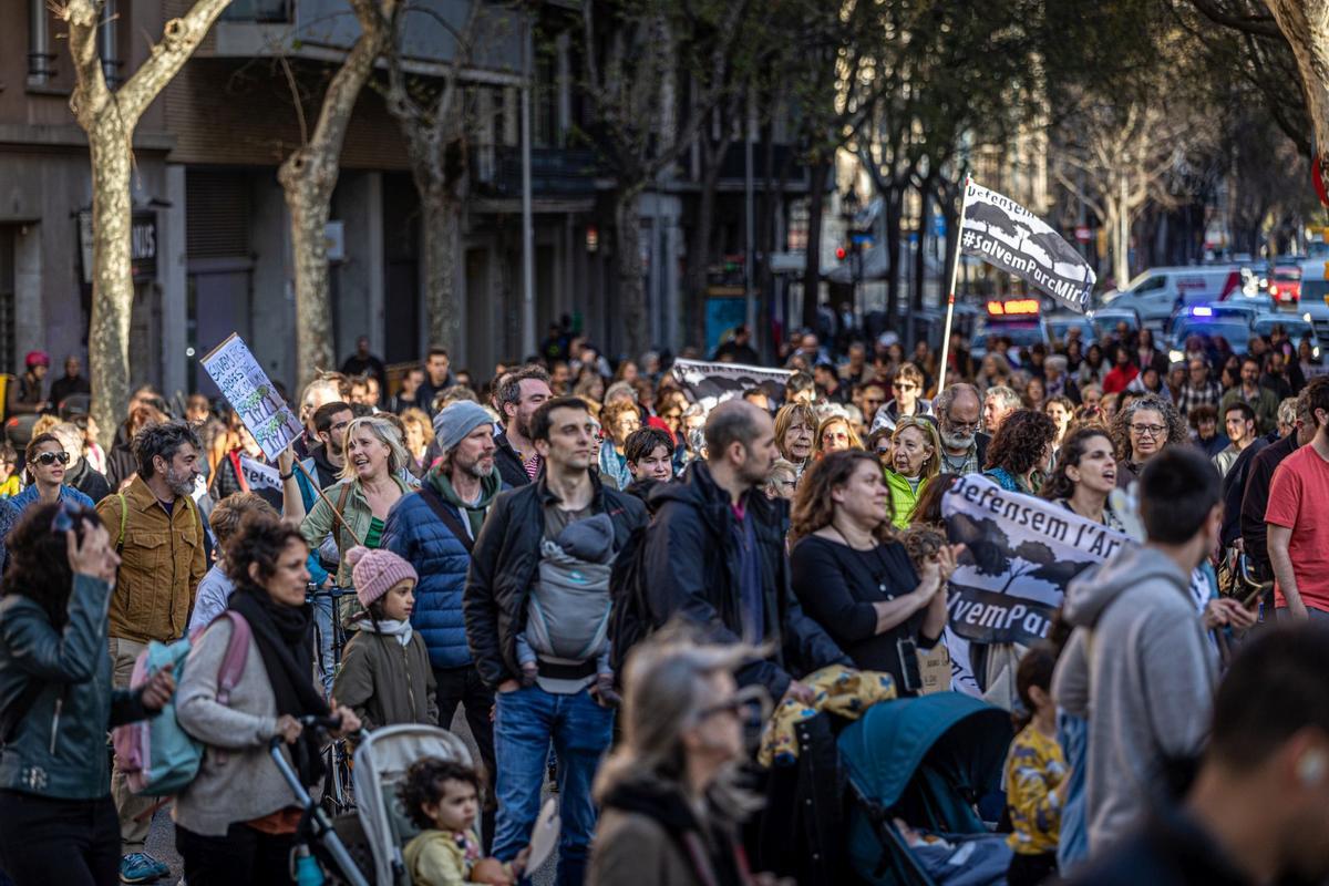 Los vecinos del parque Joan Miró vuelven a pedir que se mantenga la arboleda