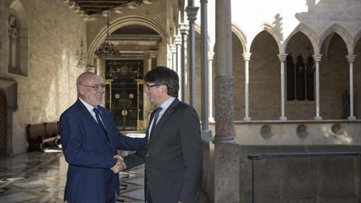 Carles Puigdemont recibió a José Manuel Maza en el Palau el pasado 24 de mayo.