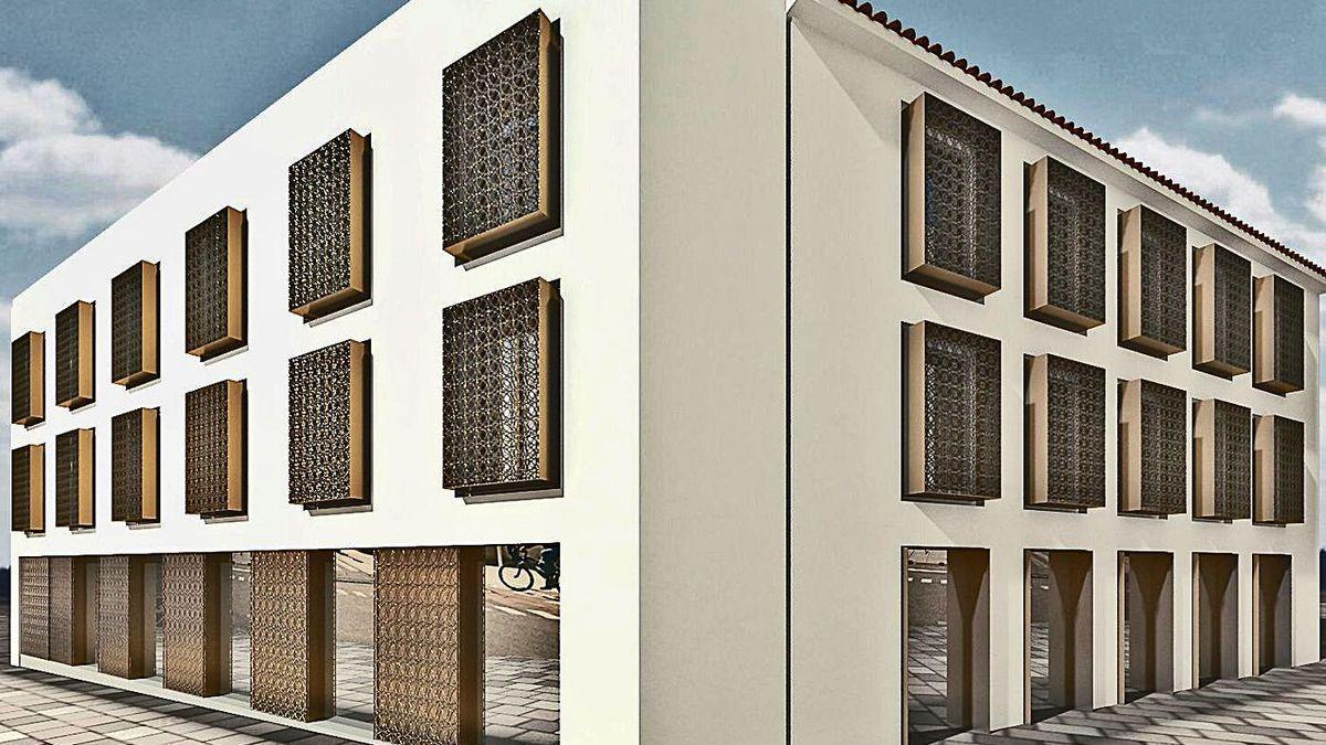 Recreación virtual del edificio previsto para la esquina de Ronda de Isasa con Cruz del Rastro.