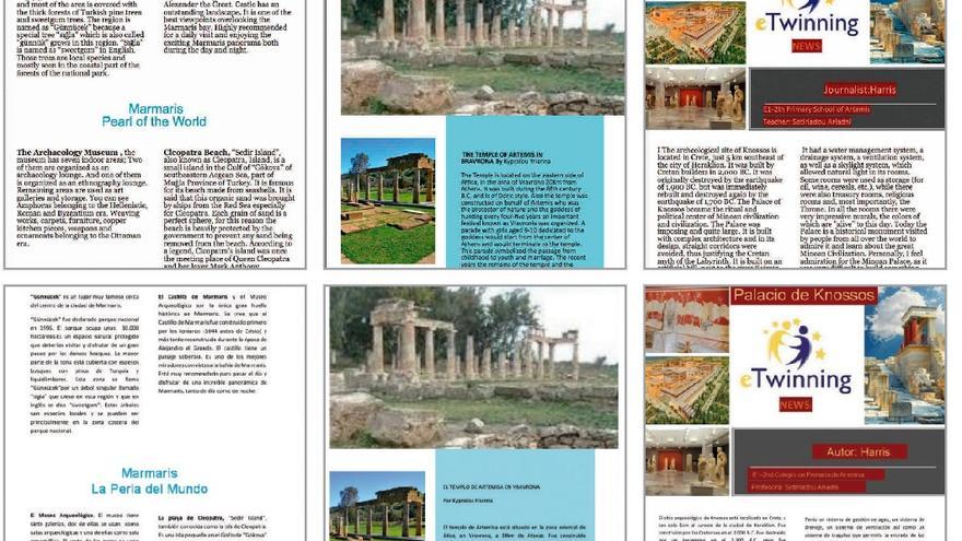 Ejemplo de traducción de artículos elaborados por escolares de Grecia y Turquía.
