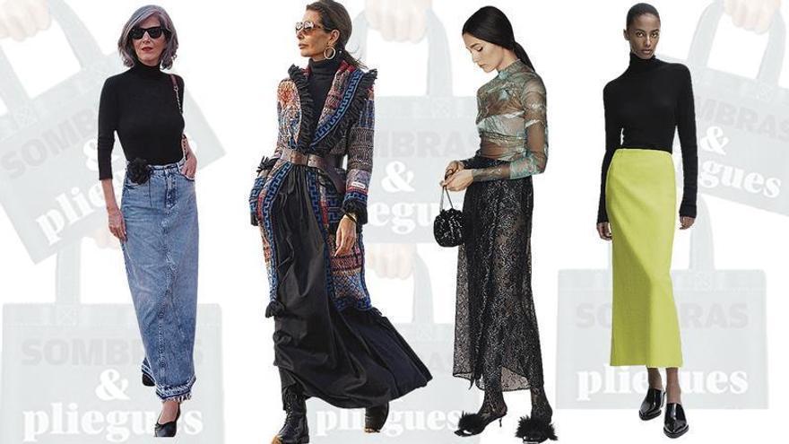 Sombras & pliegues | Las faldas largas son las reinas del "street style"