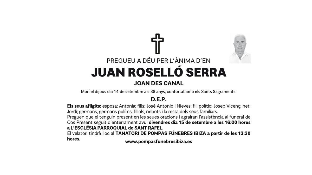 Esquela Juan Roselló Serra